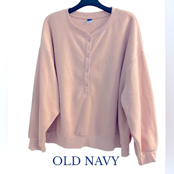 3X OLD NAVY Microfleece Henley Sweatshirt in Abalone Pink, NWT - Picture 3 of 15